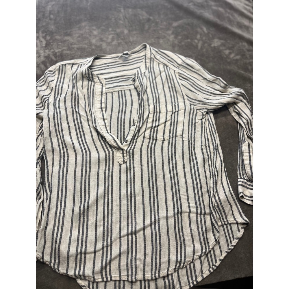 Lucky Brand Striped Button Up Shirt Long Sleeve Casual Top Womens Size L